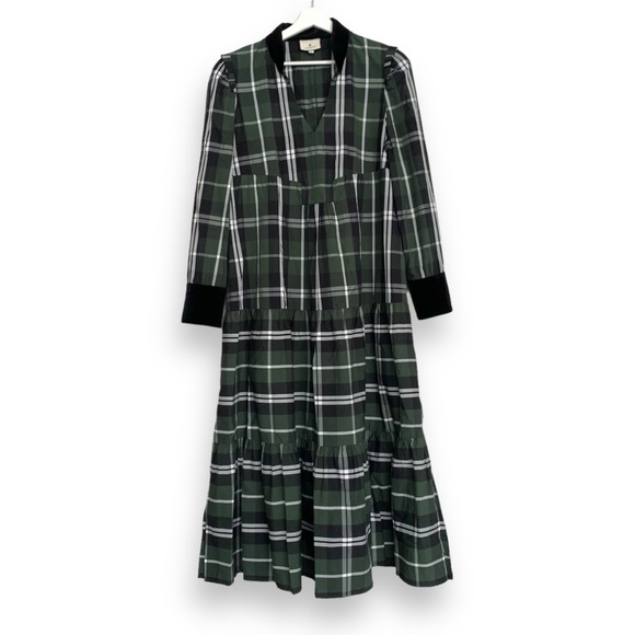 Elegant Green Plaid Dress - Picture 5 of 16